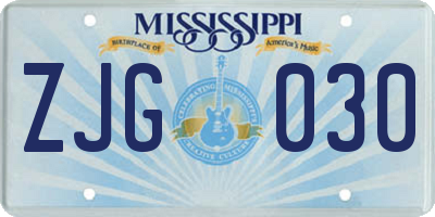 MS license plate ZJG030
