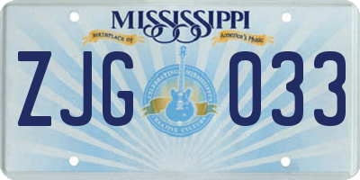 MS license plate ZJG033