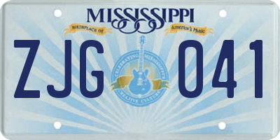 MS license plate ZJG041