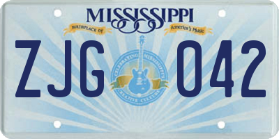 MS license plate ZJG042
