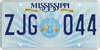 MS license plate ZJG044