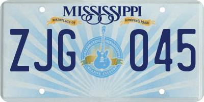 MS license plate ZJG045