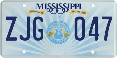 MS license plate ZJG047