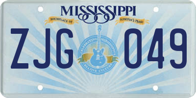 MS license plate ZJG049