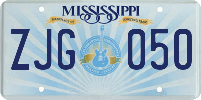 MS license plate ZJG050