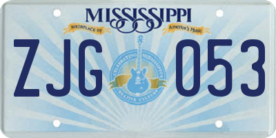MS license plate ZJG053