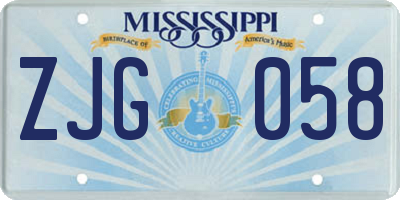 MS license plate ZJG058