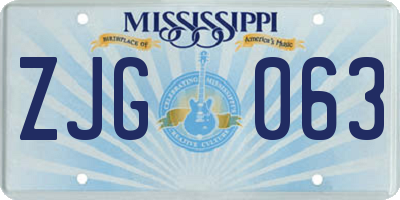MS license plate ZJG063