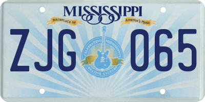 MS license plate ZJG065
