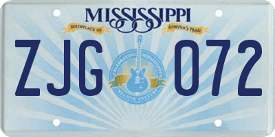 MS license plate ZJG072