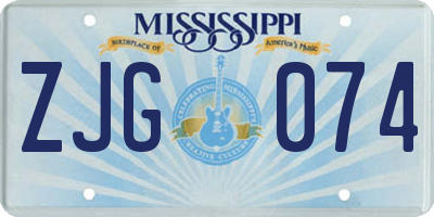 MS license plate ZJG074
