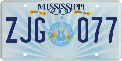 MS license plate ZJG077