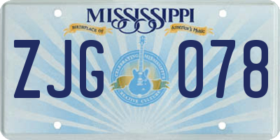 MS license plate ZJG078