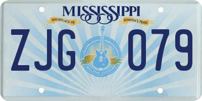 MS license plate ZJG079