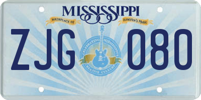 MS license plate ZJG080