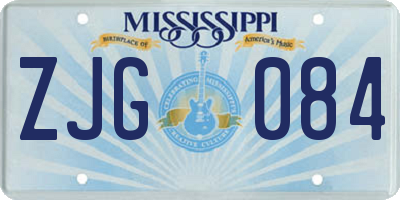 MS license plate ZJG084