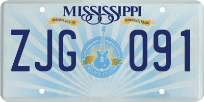 MS license plate ZJG091