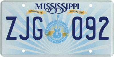 MS license plate ZJG092