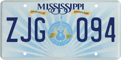 MS license plate ZJG094