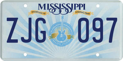 MS license plate ZJG097