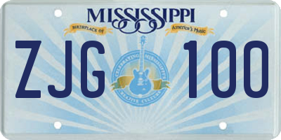 MS license plate ZJG100