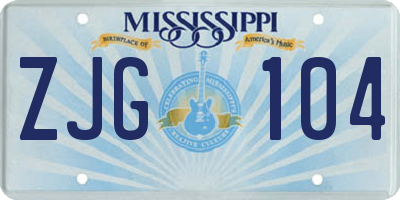 MS license plate ZJG104