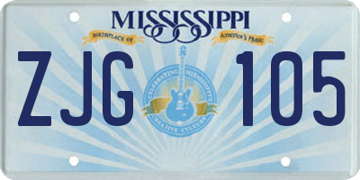 MS license plate ZJG105