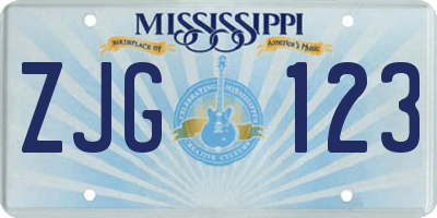 MS license plate ZJG123