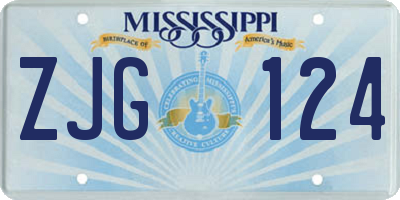 MS license plate ZJG124