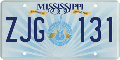 MS license plate ZJG131