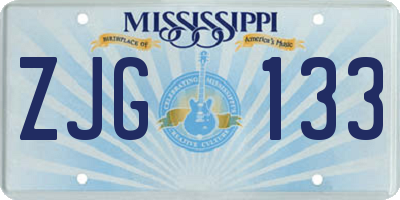 MS license plate ZJG133