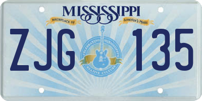 MS license plate ZJG135