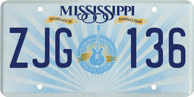 MS license plate ZJG136
