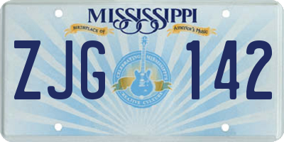 MS license plate ZJG142