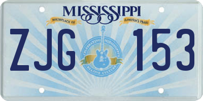 MS license plate ZJG153