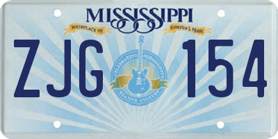MS license plate ZJG154