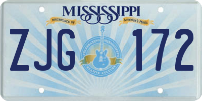 MS license plate ZJG172
