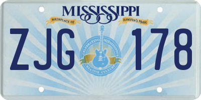 MS license plate ZJG178