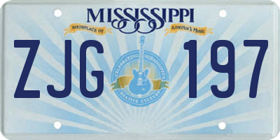 MS license plate ZJG197