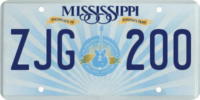 MS license plate ZJG200