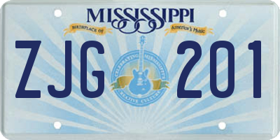 MS license plate ZJG201