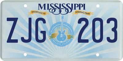 MS license plate ZJG203