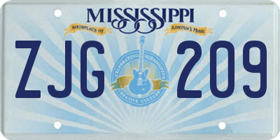 MS license plate ZJG209