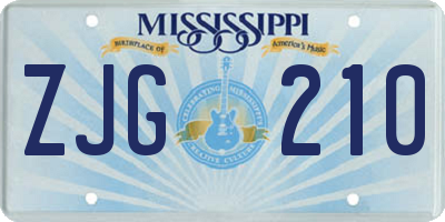 MS license plate ZJG210