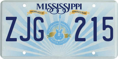 MS license plate ZJG215