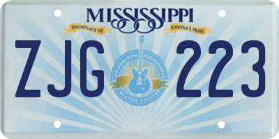 MS license plate ZJG223