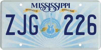 MS license plate ZJG226
