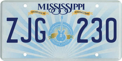 MS license plate ZJG230