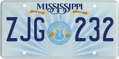 MS license plate ZJG232