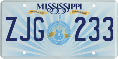 MS license plate ZJG233
